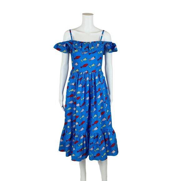 Tara Starlet Sundress Women's UK 10 XS Fishing Lure Novelty Print Cotton Dress